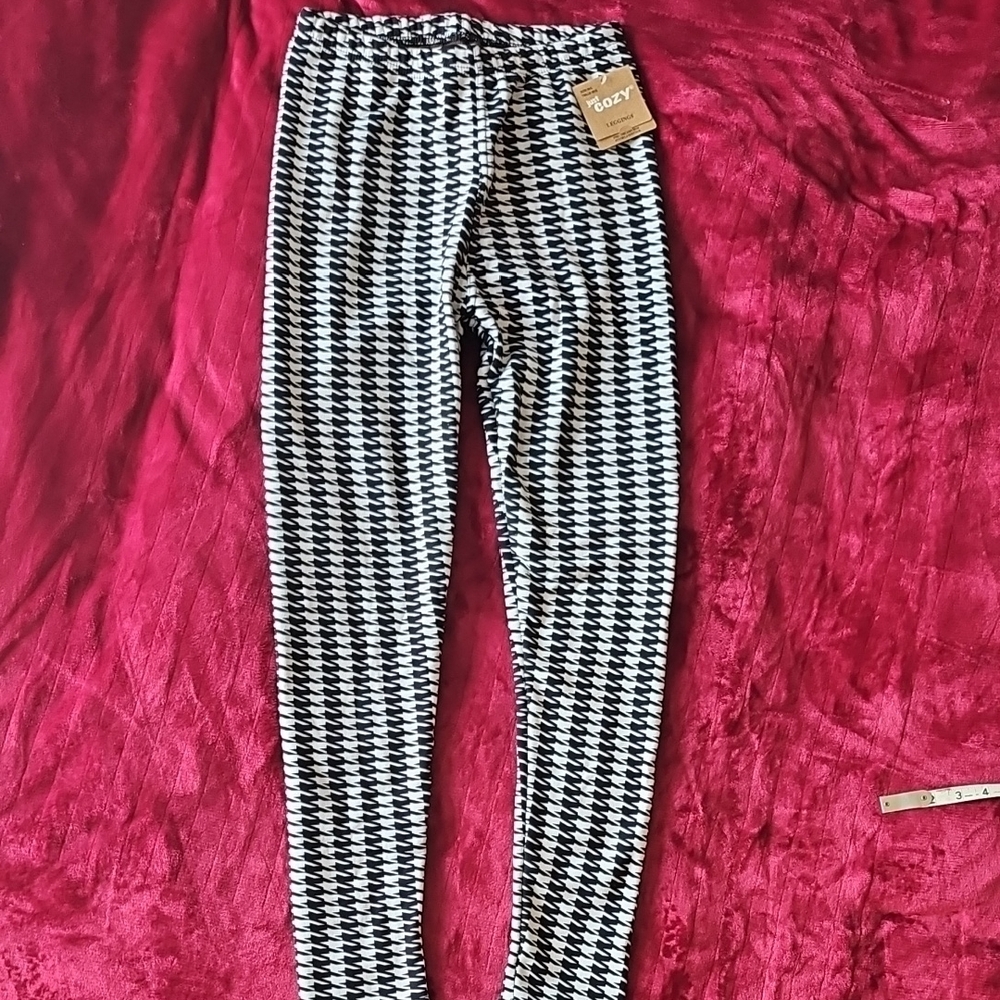 Houndstooth Lined Black and White Leggings